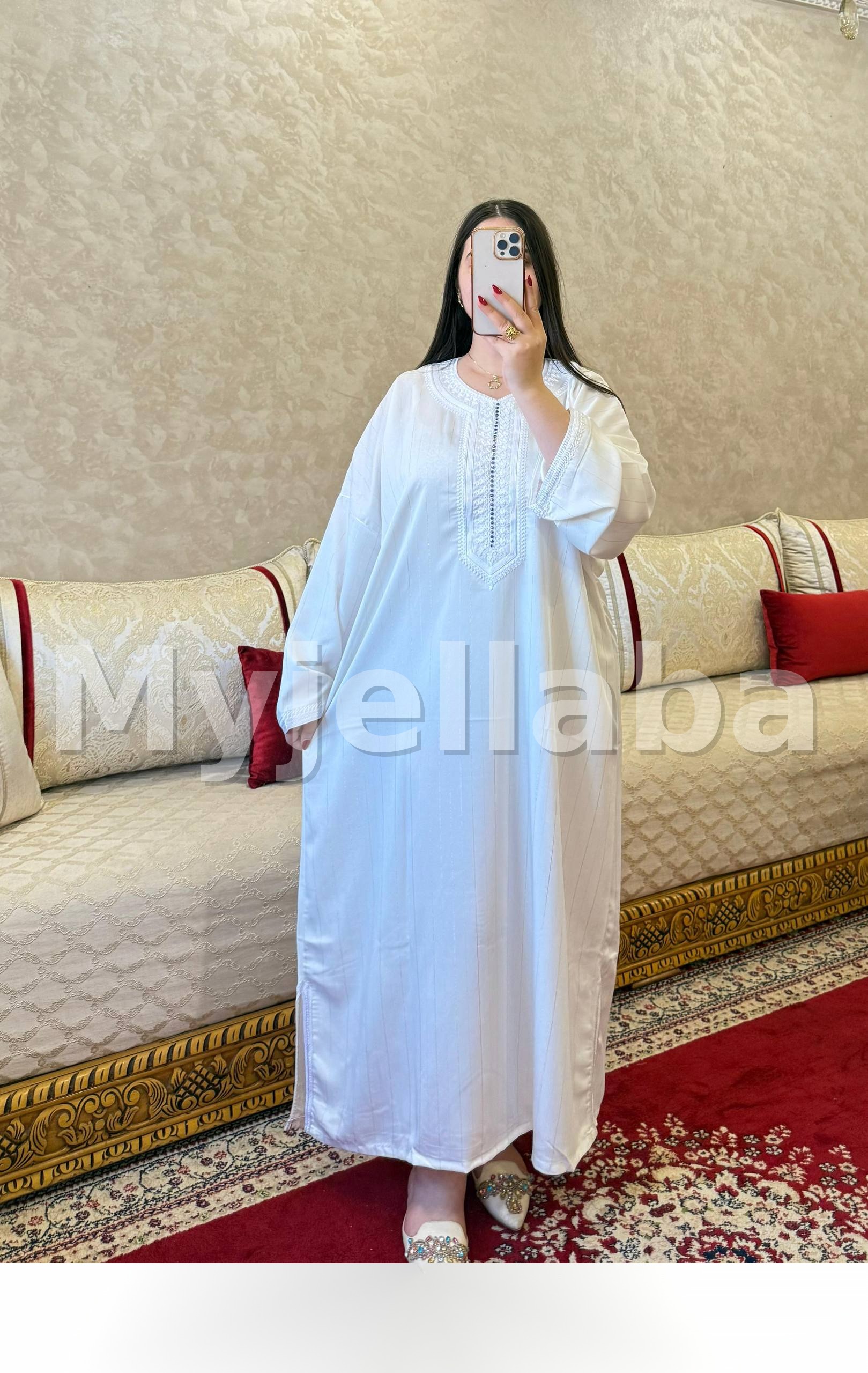 Jellaba Blanche Élégante avec Broderies - 3