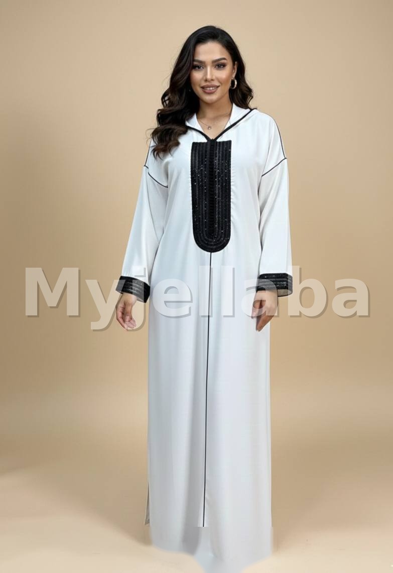 Jellaba Moderne Blanche et Noire