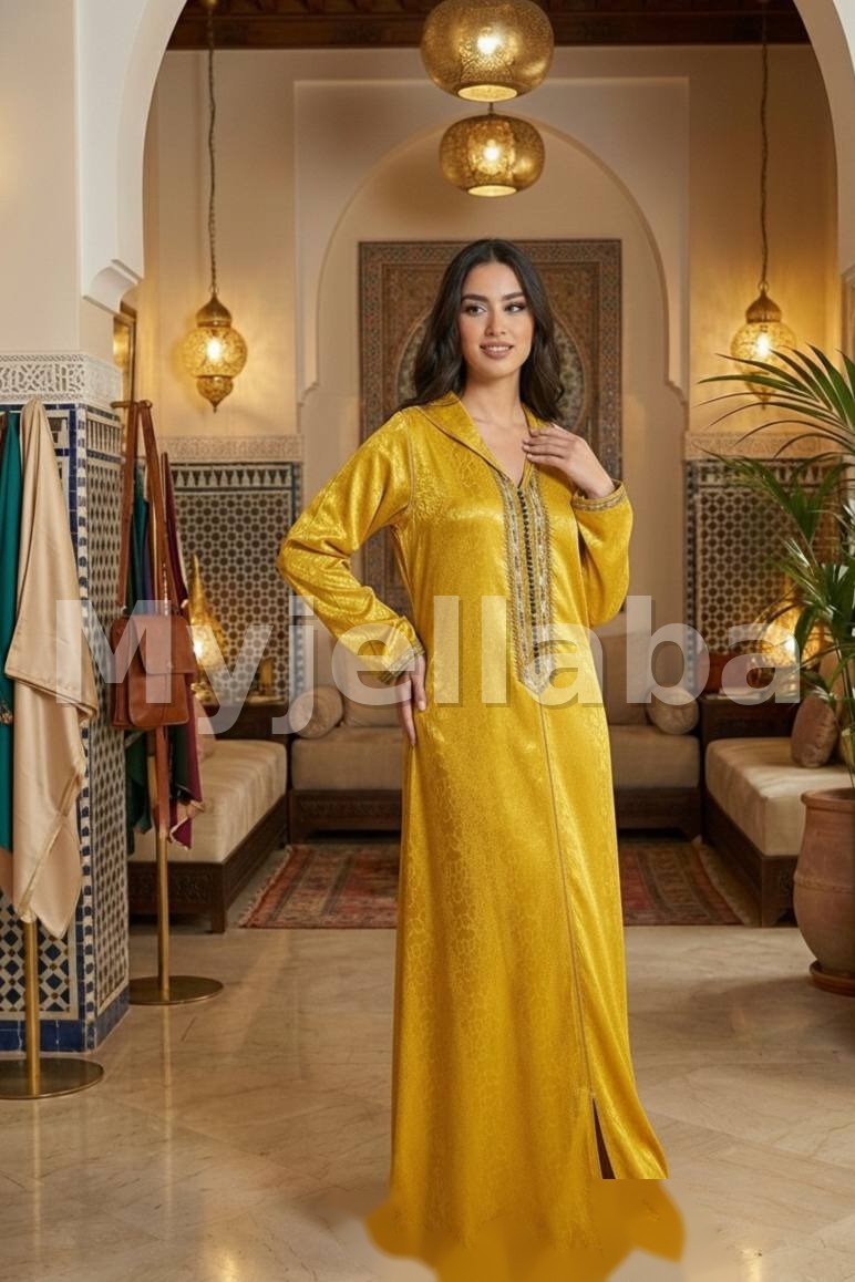 Jellaba Jaune Ornée