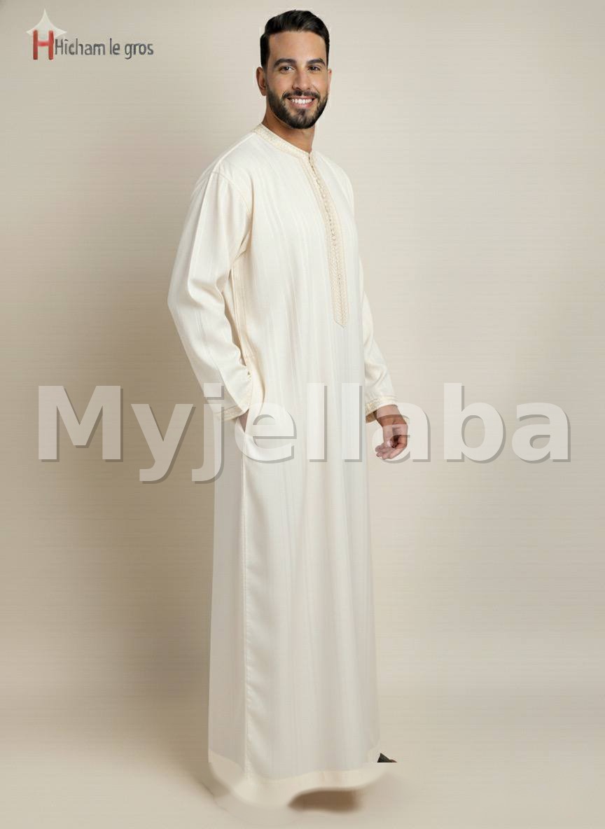 Jellaba Homme Élégante Crème