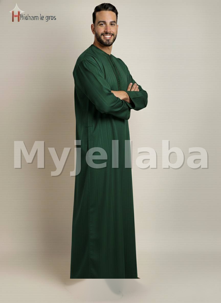 Jellaba Homme Vert Émeraude Brodée