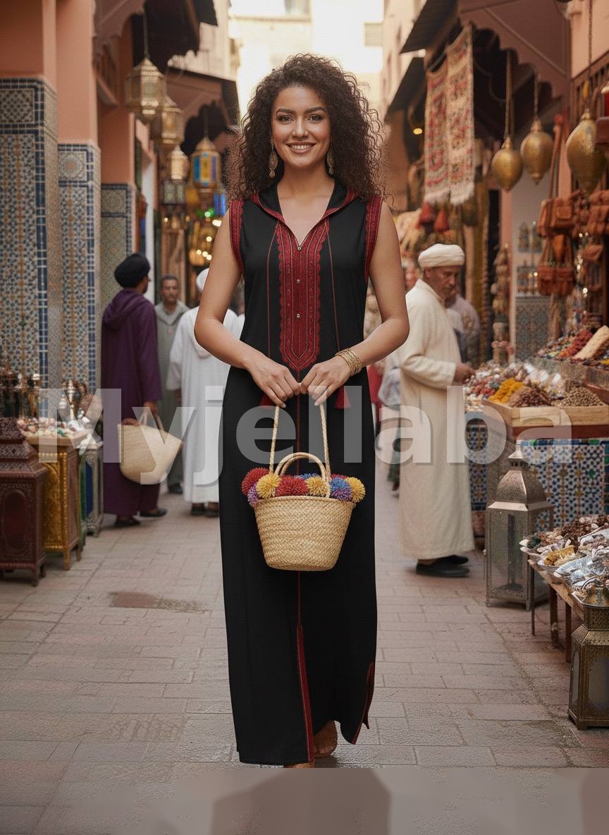 Jellaba Moderne Sans Manches Brodée