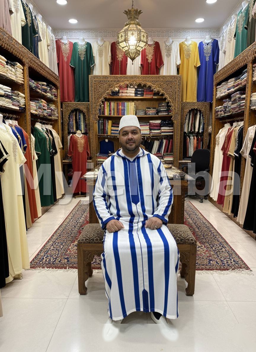 Jellaba Homme Rayée Azur - 3