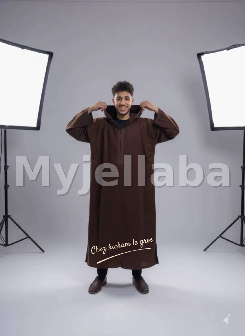 Jellaba Homme Simple Marron - 3
