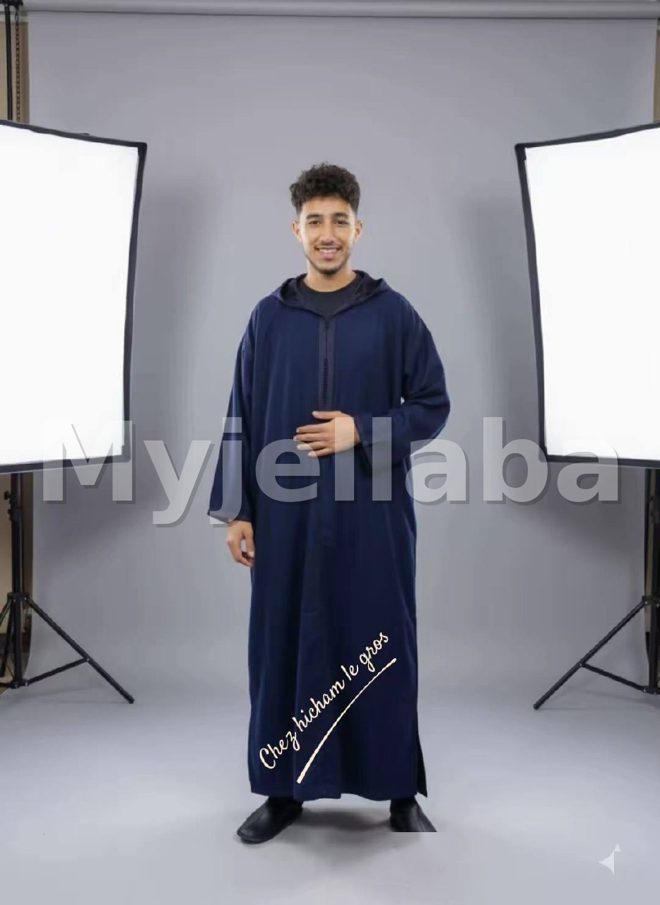 Jellaba Homme Bleu Marine Moderne