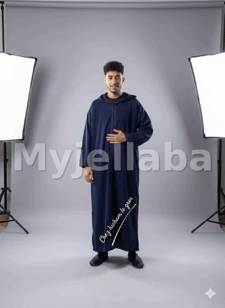 Jellaba Homme Bleu Marine Moderne - 3