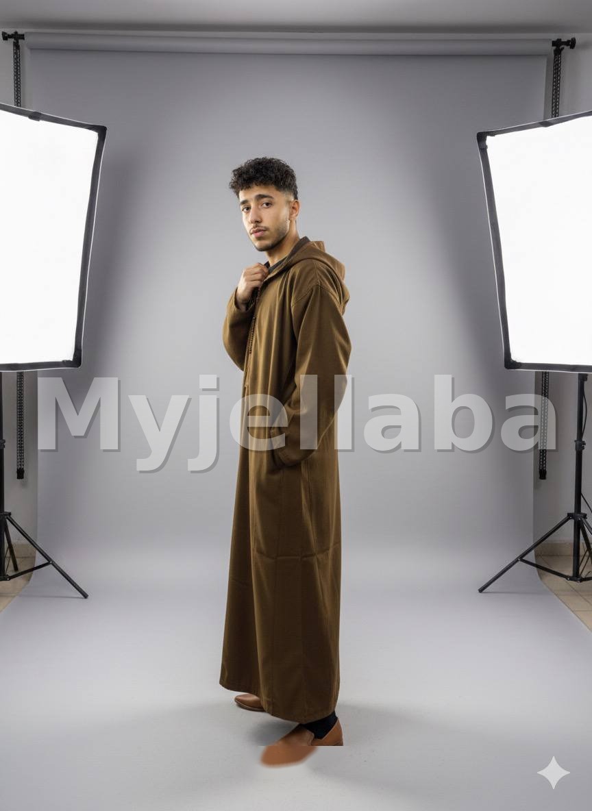 Jellaba Homme Moderne Marron Olive