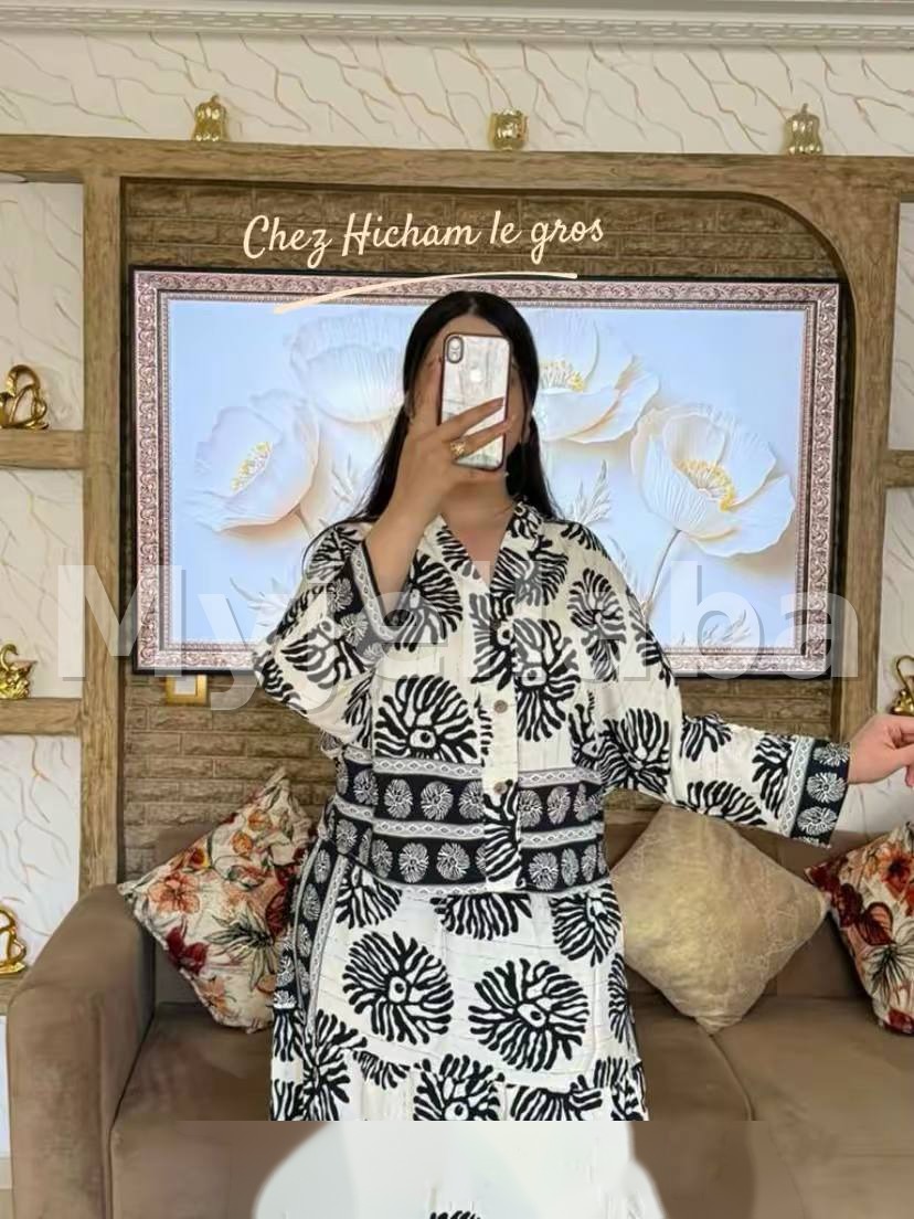 Ensemble deux pièces motif floral africain