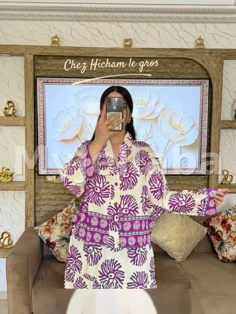 Ensemble deux pièces motif floral africain