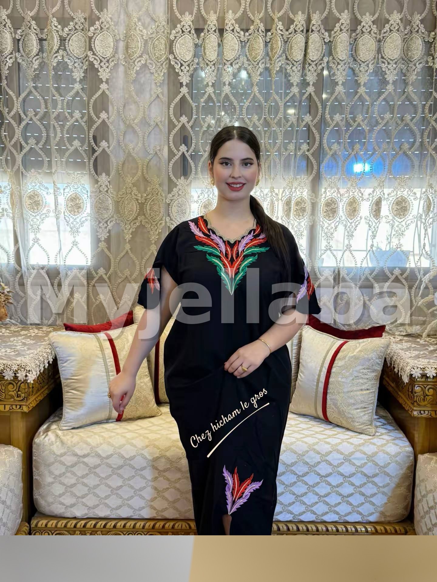 Jellaba Moderne Brodée Turquoise - 6