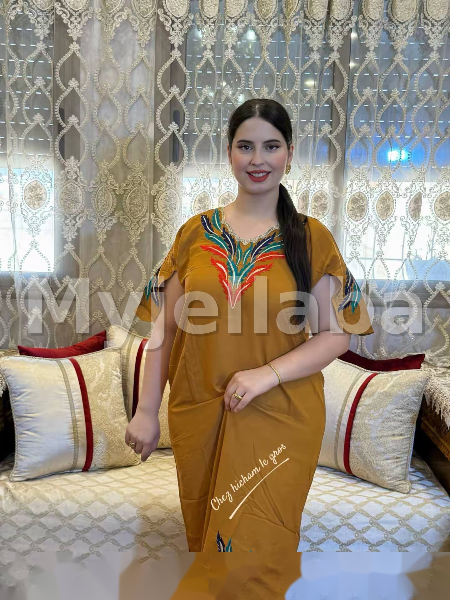 Jellaba Moderne Brodée Turquoise - 12