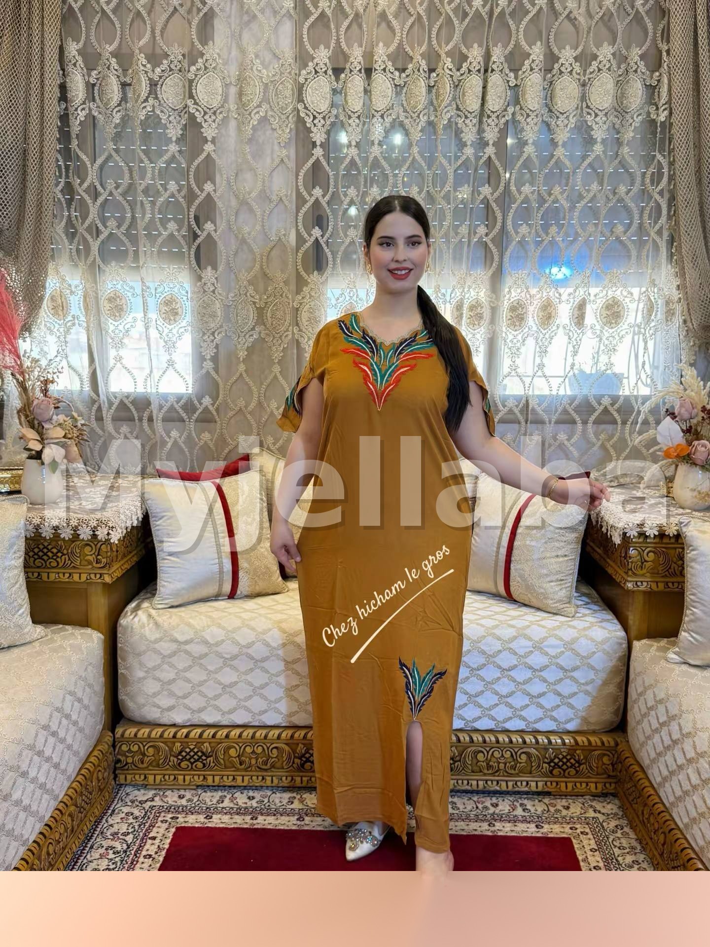 Jellaba Moderne Brodée Turquoise - 5