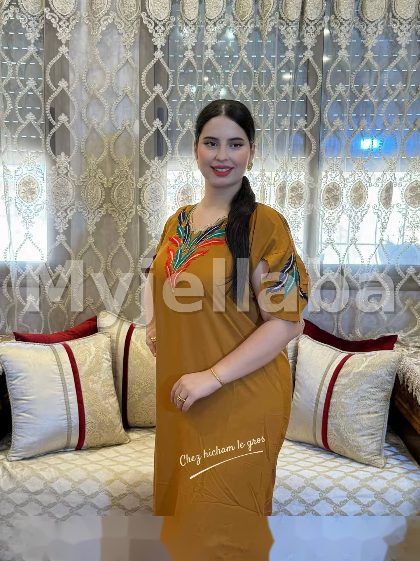 Jellaba Moderne Brodée Turquoise - 13