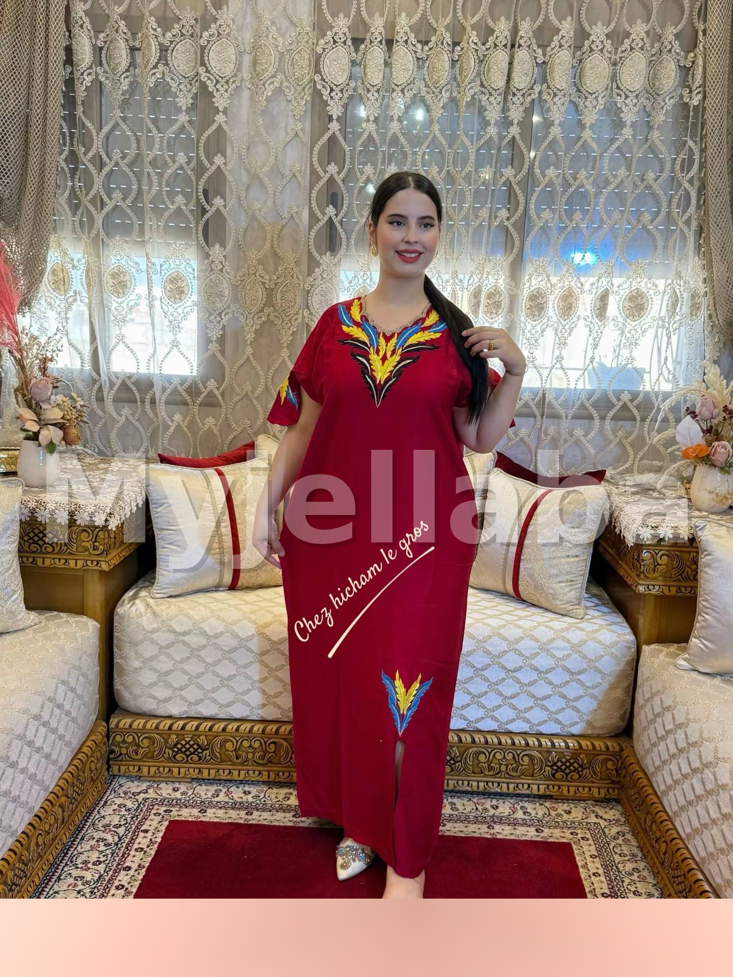 Jellaba Moderne Brodée Turquoise