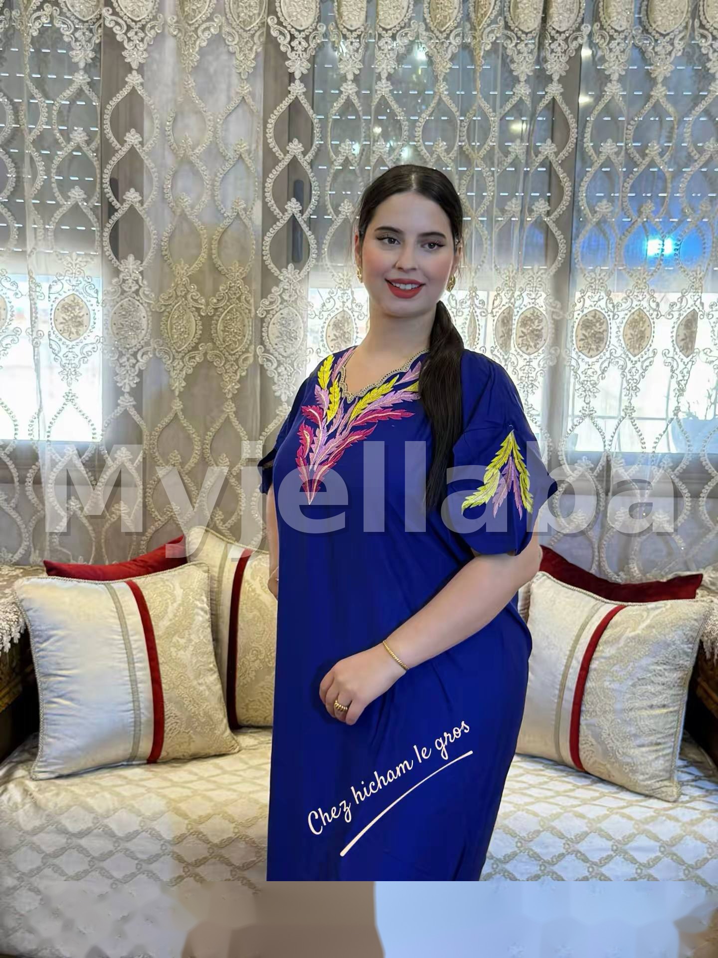 Jellaba Moderne Brodée Turquoise - 14