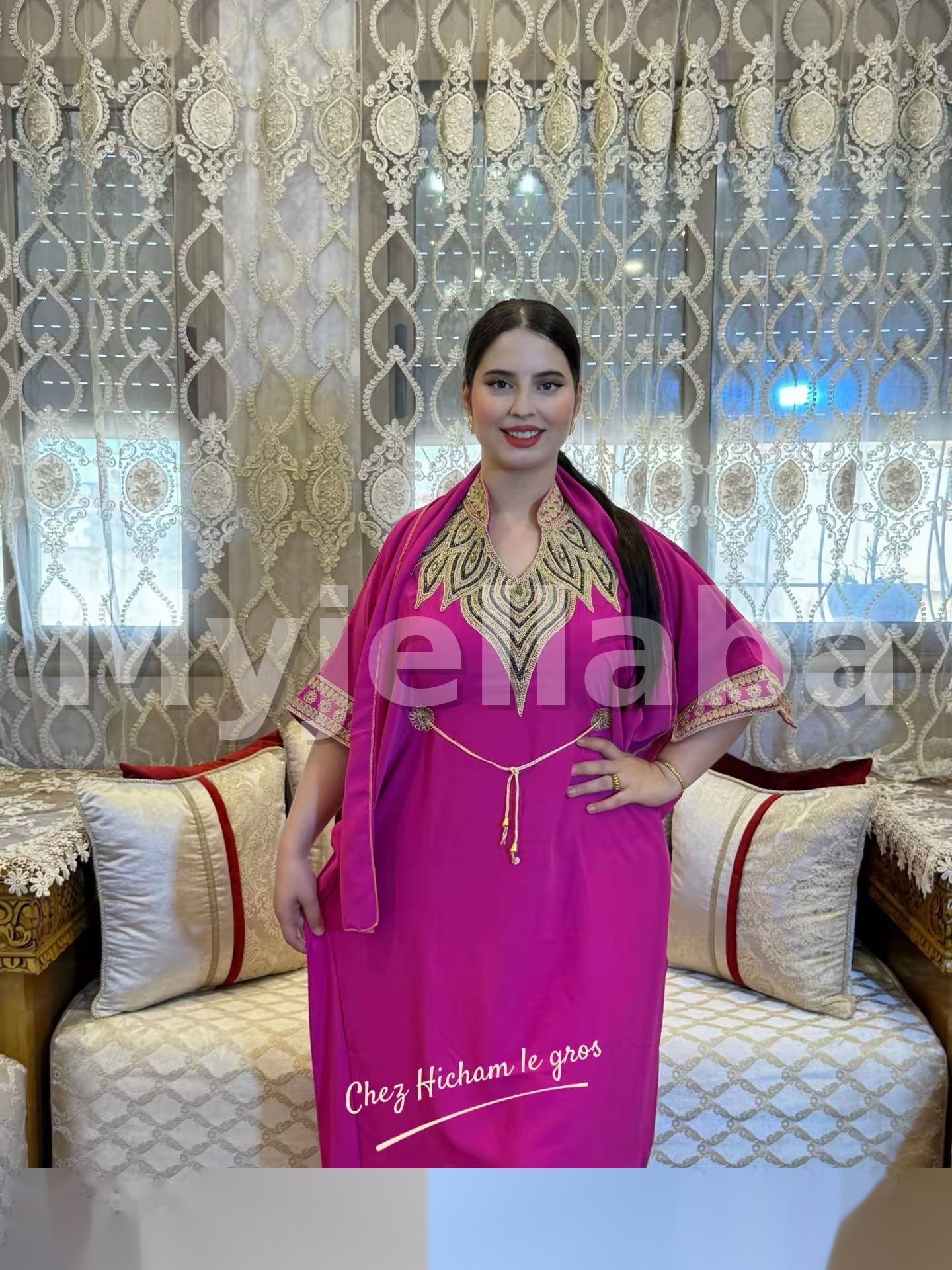 Jellaba Moderne Brodée Fuchsia - 3