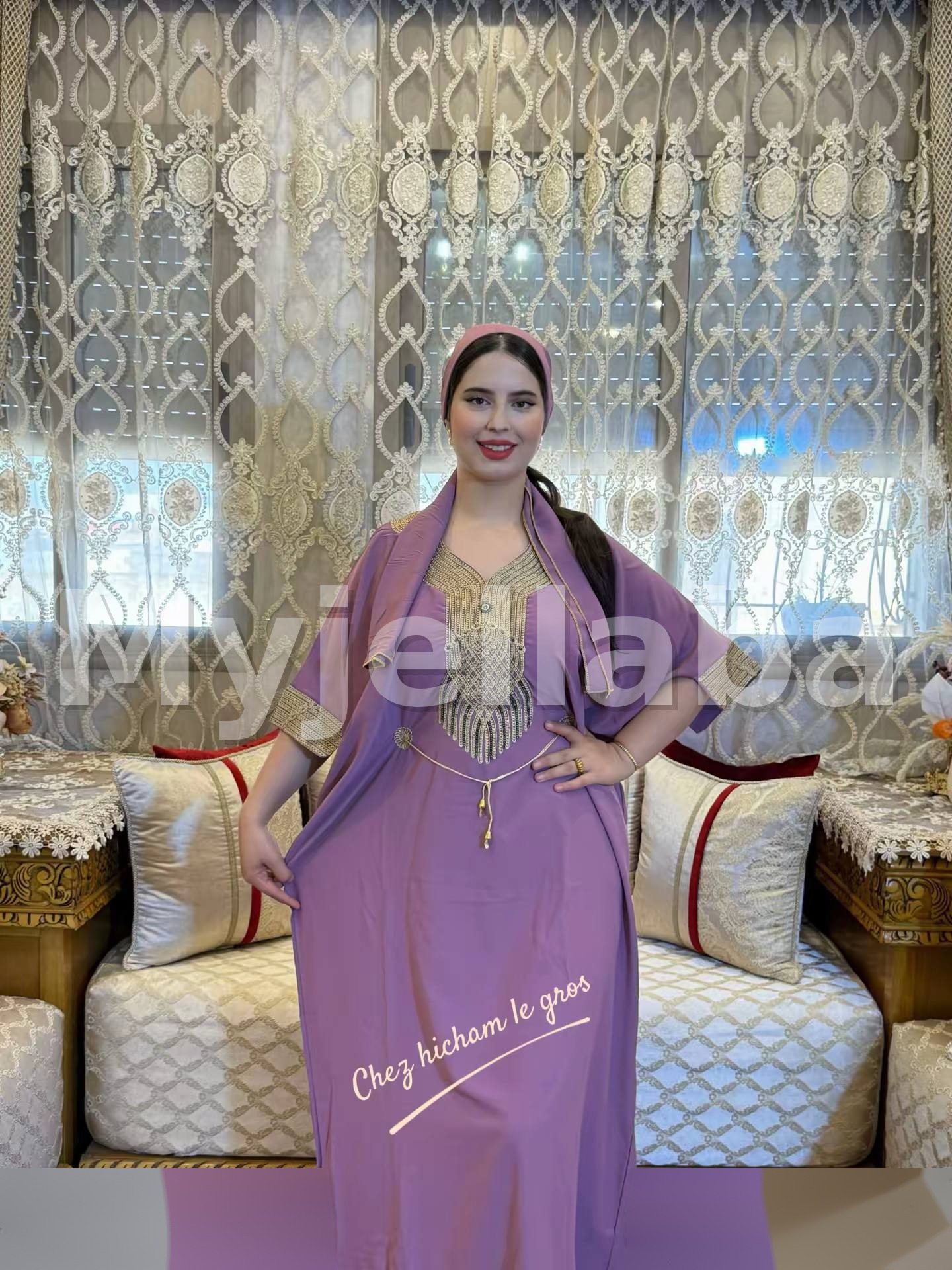 Jellaba Émeraude Royale avec Broderies Dorées - 8