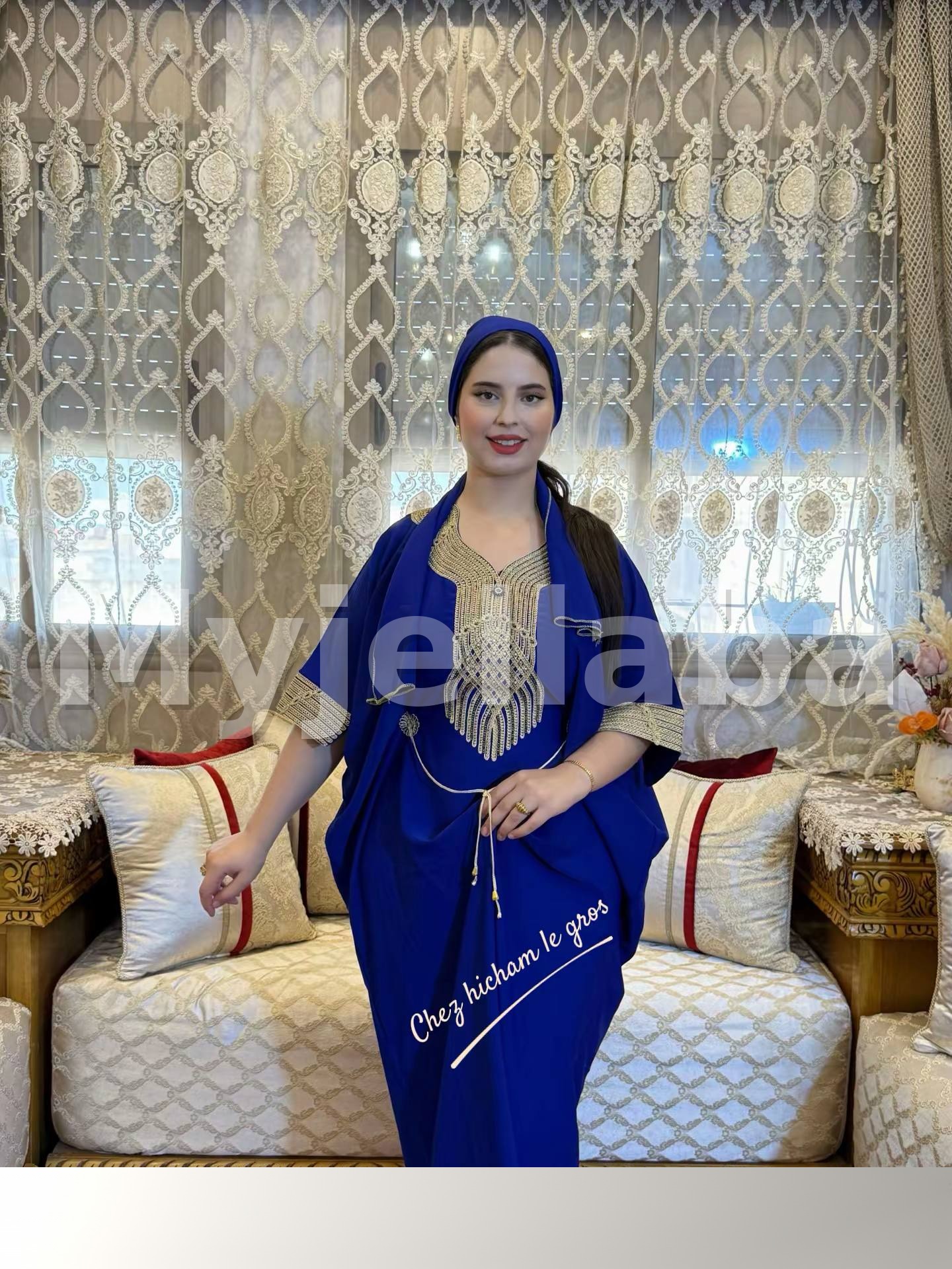 Jellaba Émeraude Royale avec Broderies Dorées - 3