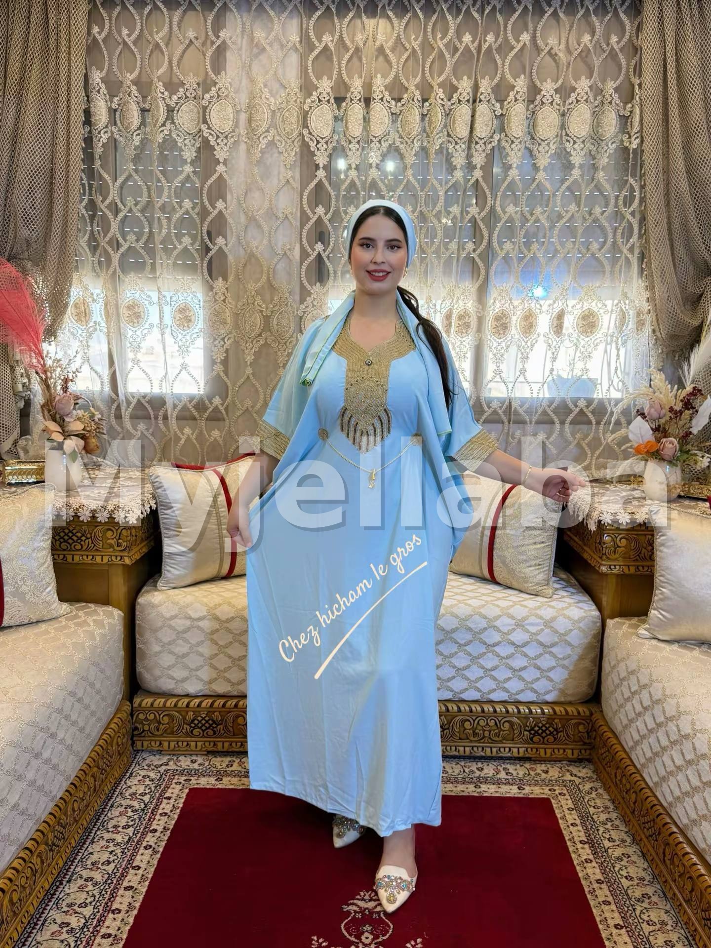 Jellaba Émeraude Royale avec Broderies Dorées