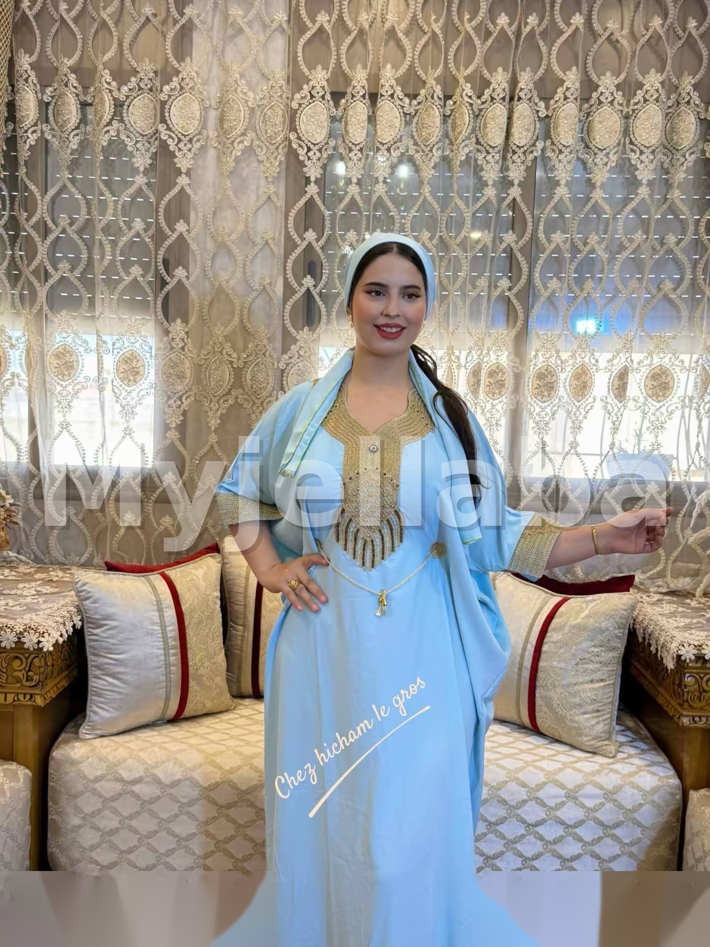 Jellaba Émeraude Royale avec Broderies Dorées - 13