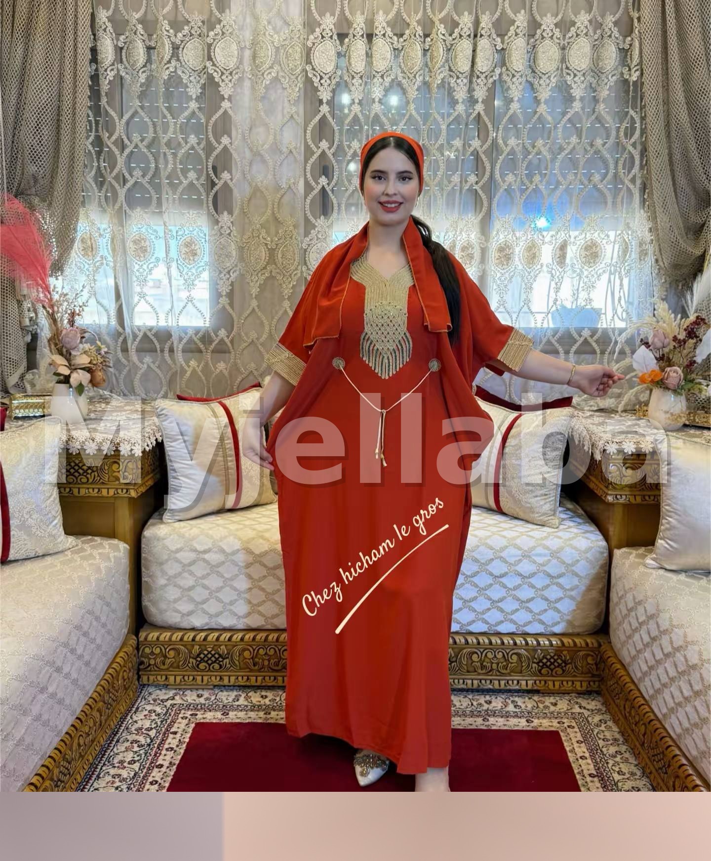 Jellaba Émeraude Royale avec Broderies Dorées - 14