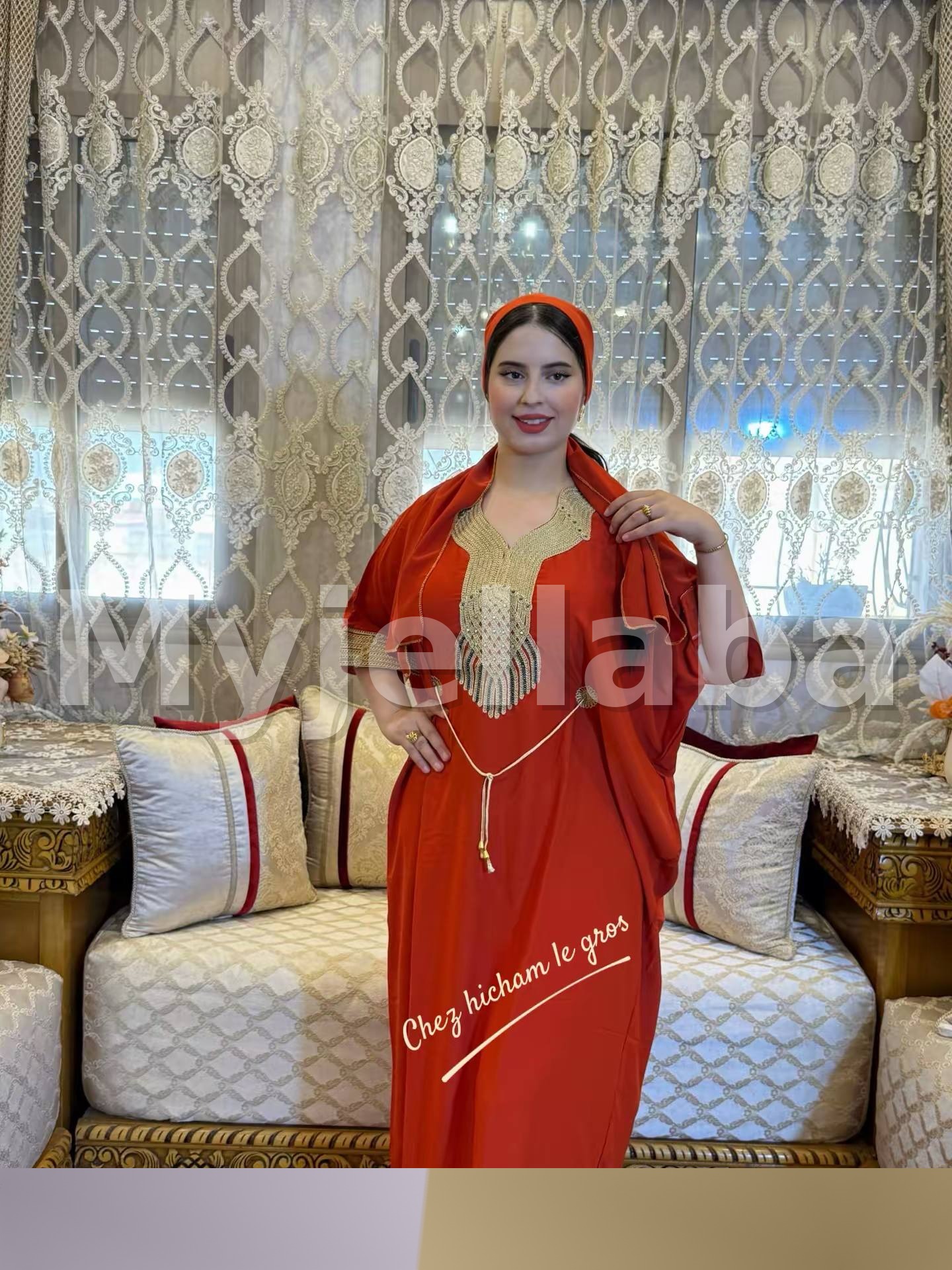 Jellaba Émeraude Royale avec Broderies Dorées - 7