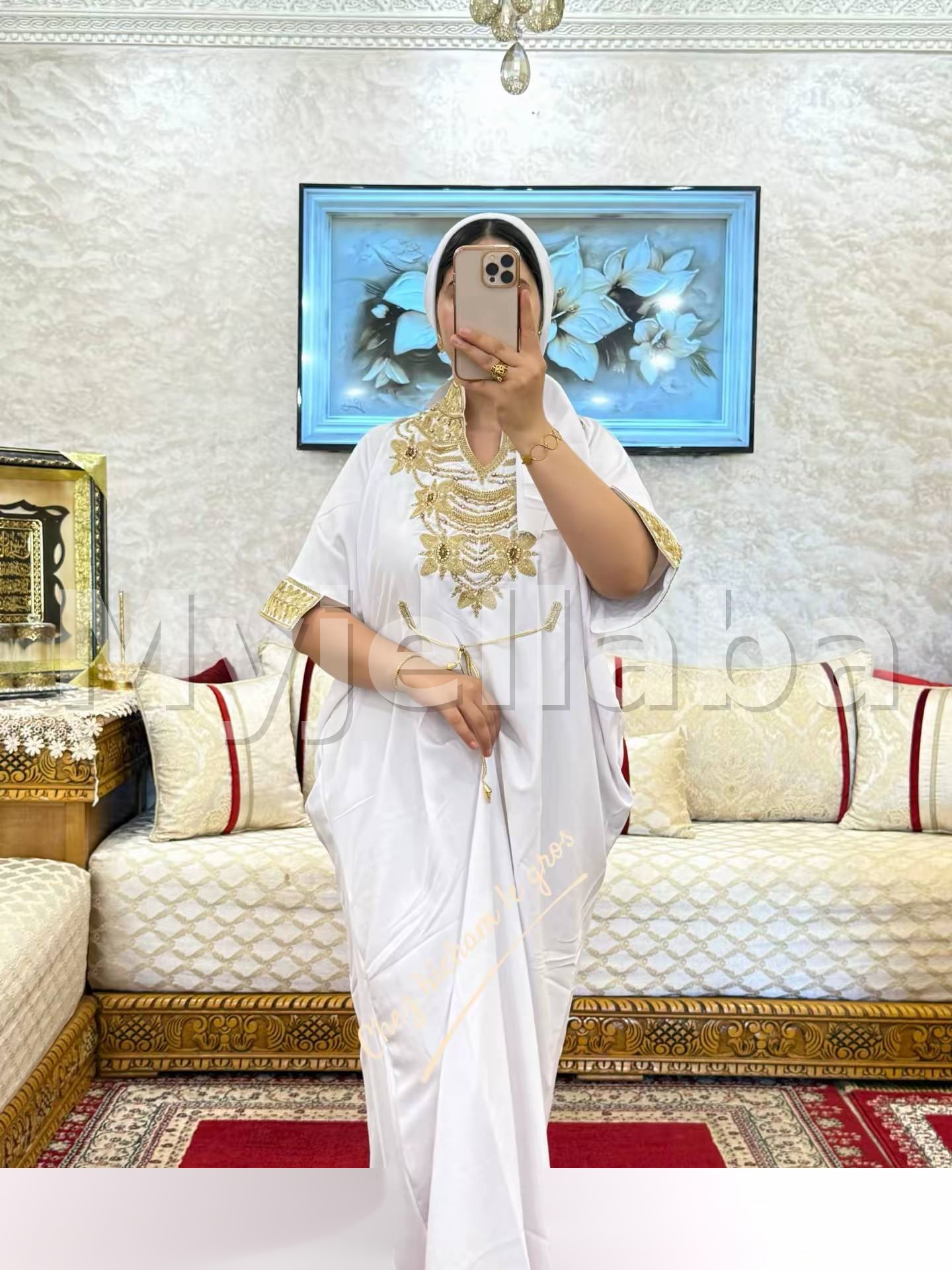 Jellaba Moderne Brodée Vert Printemps - 8