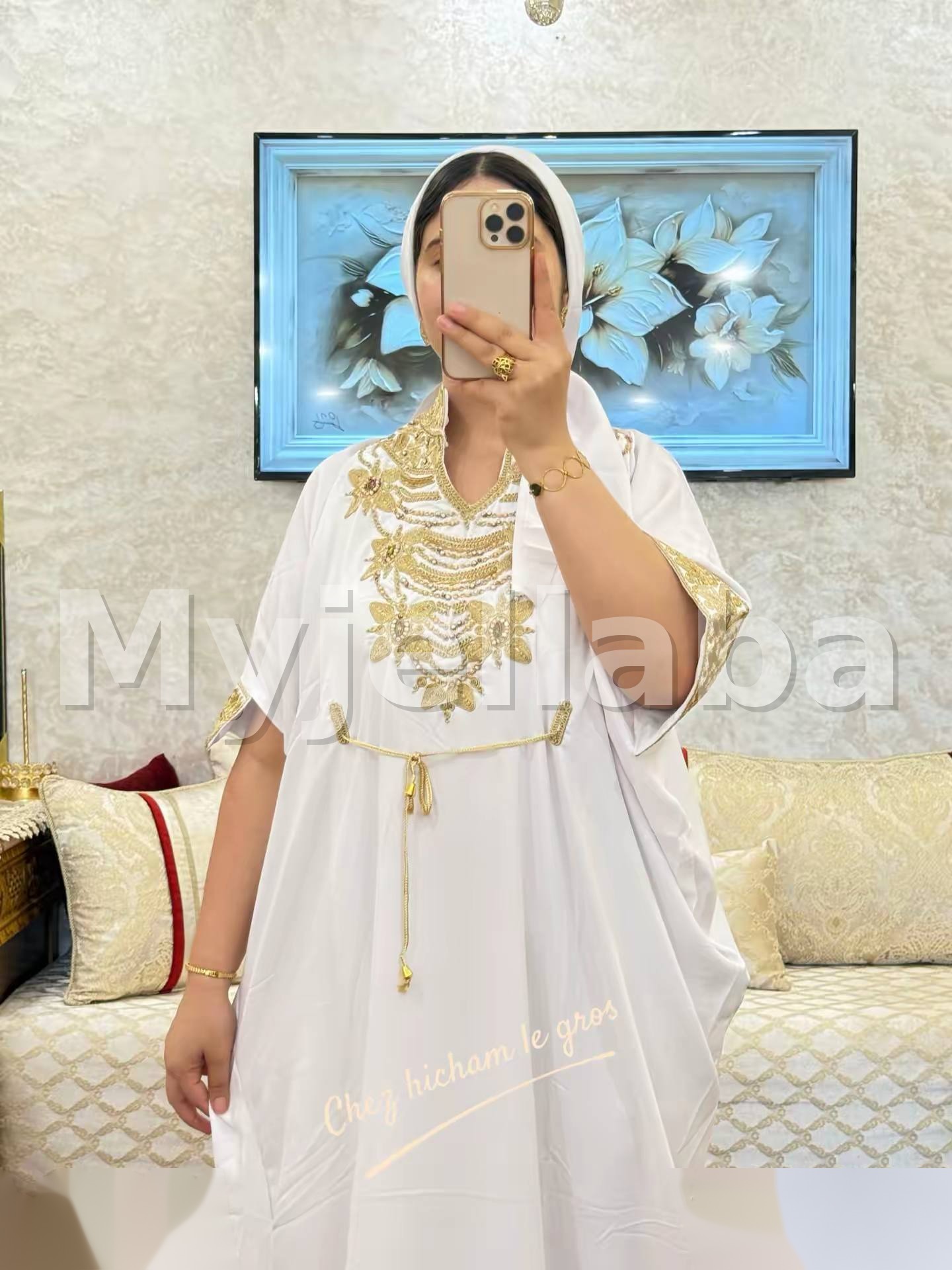 Jellaba Moderne Brodée Vert Printemps - 13