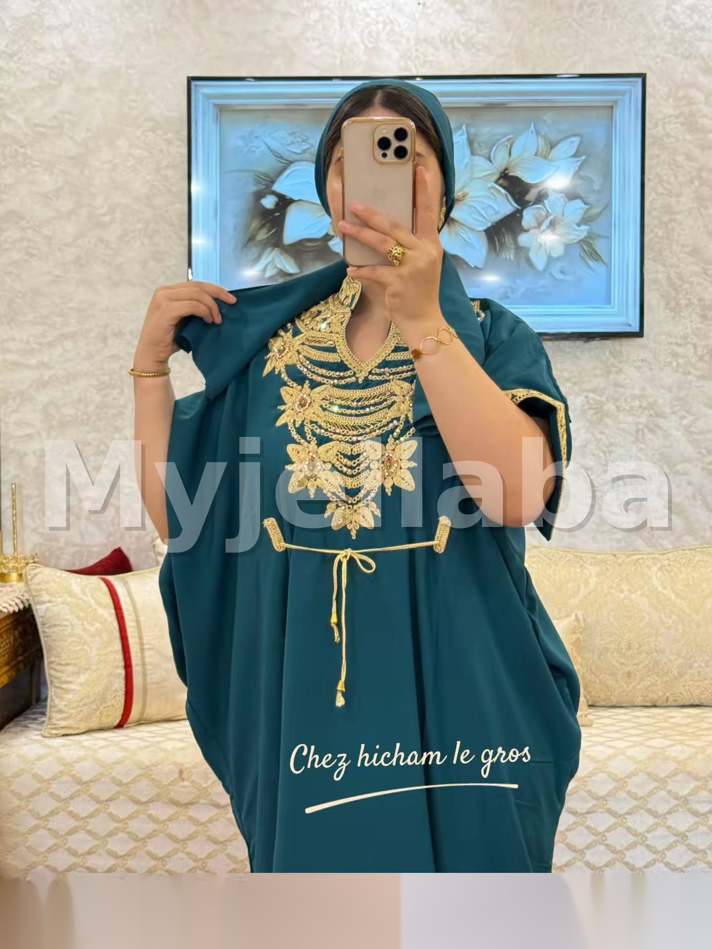 Jellaba Moderne Brodée Vert Printemps - 12