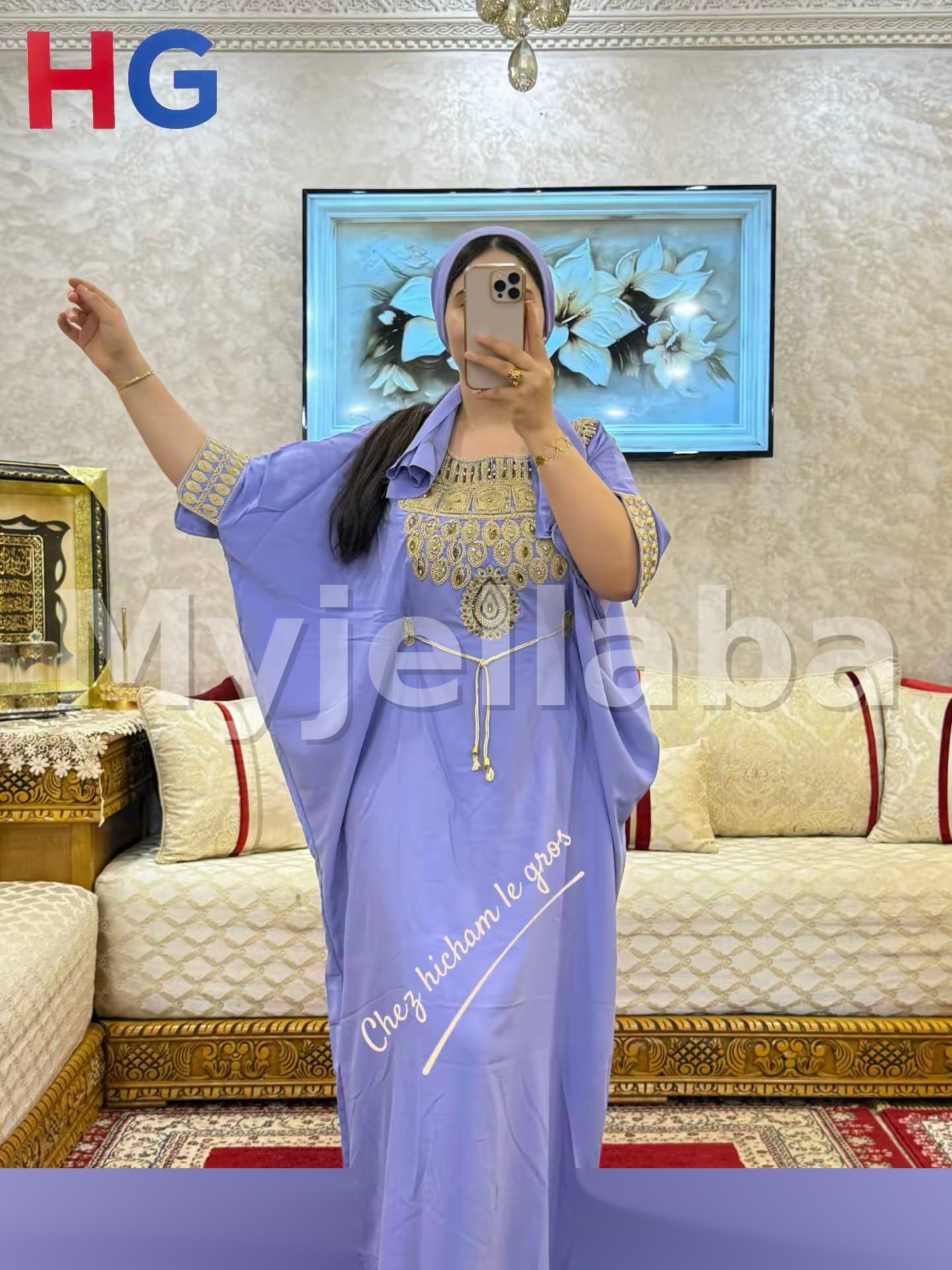 Jellaba Femme Lilas Brodée