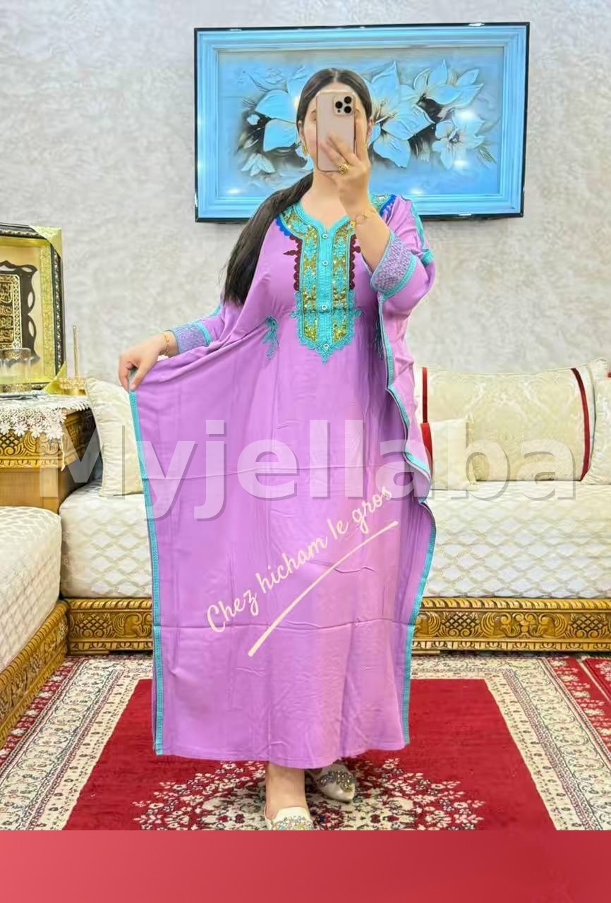 Boubou Orange Brodée Violet - 8