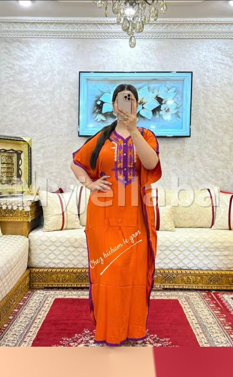 Boubou Orange Brodée Violet