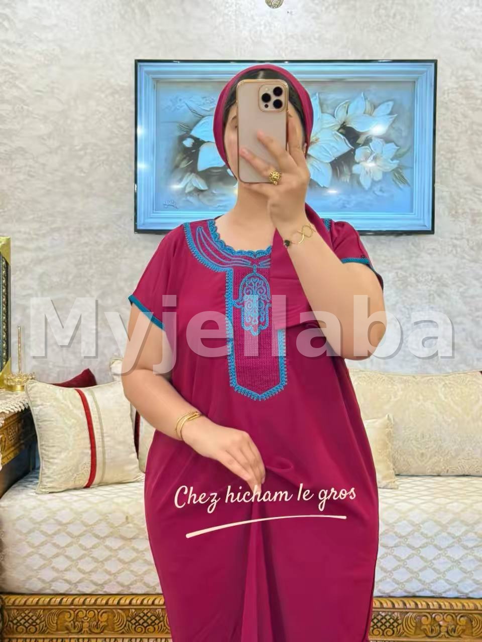 Jellaba Femme Brodée Turquoise - 3