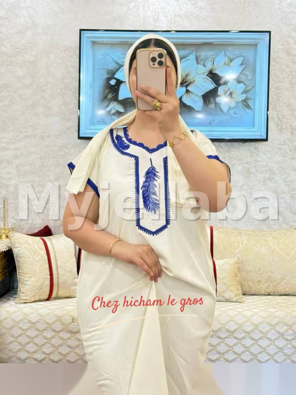 Jellaba Moderne Broderie Plume - 3