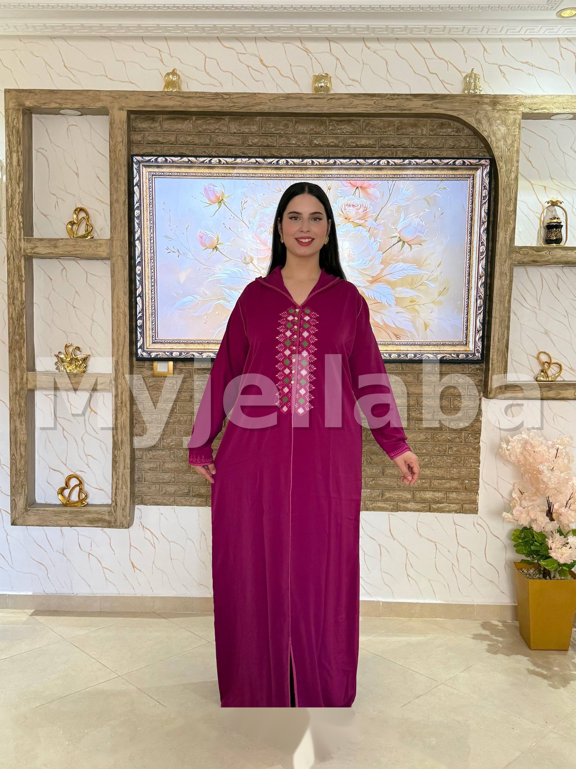Jellaba Velours Brodée Femme