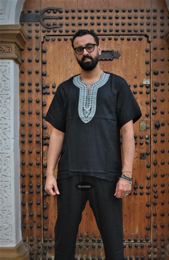 Ensemble Gandoura Homme Blanche Brodée - 3