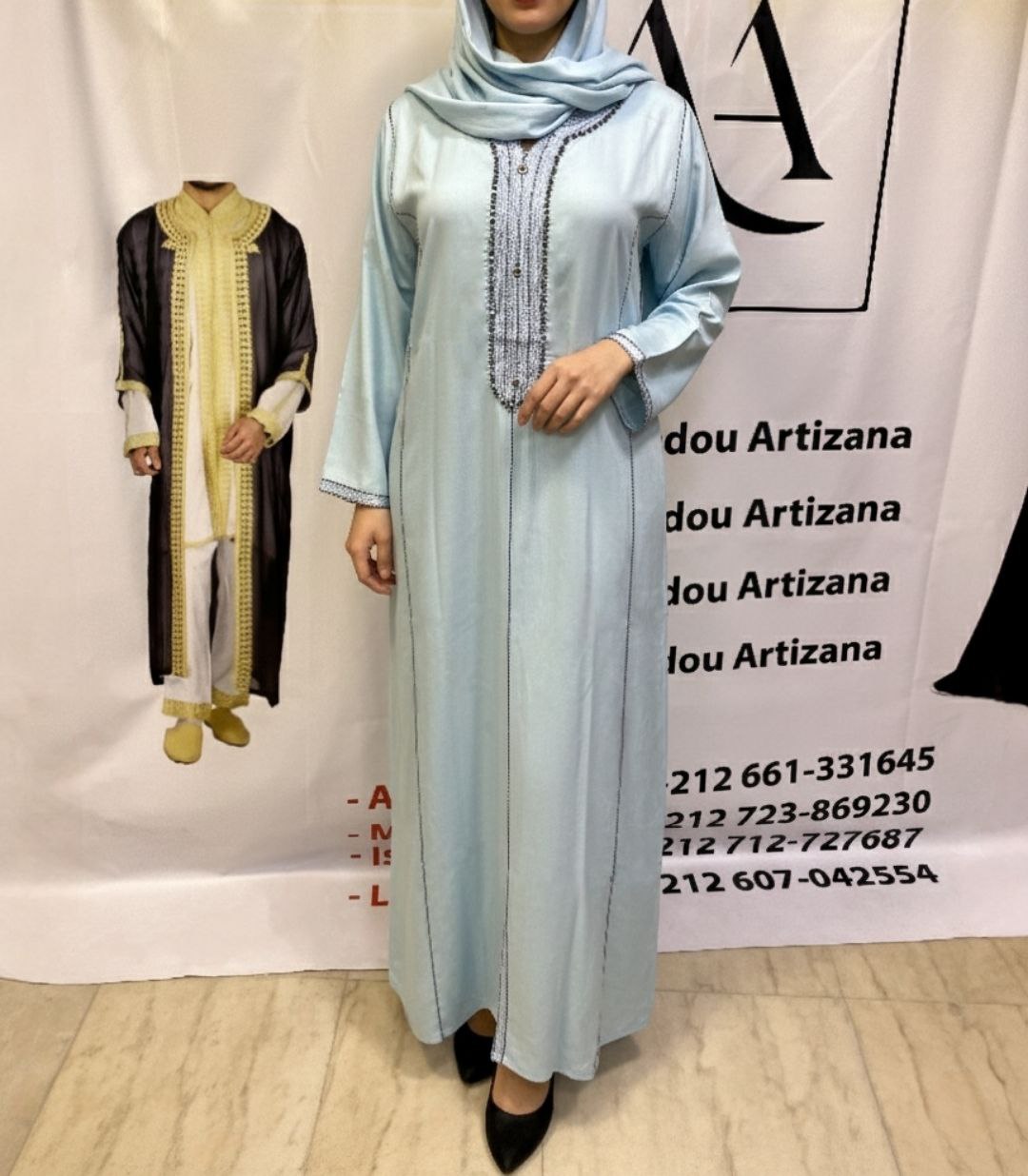 Jellaba Moderne Brodée Fuchsia - 5