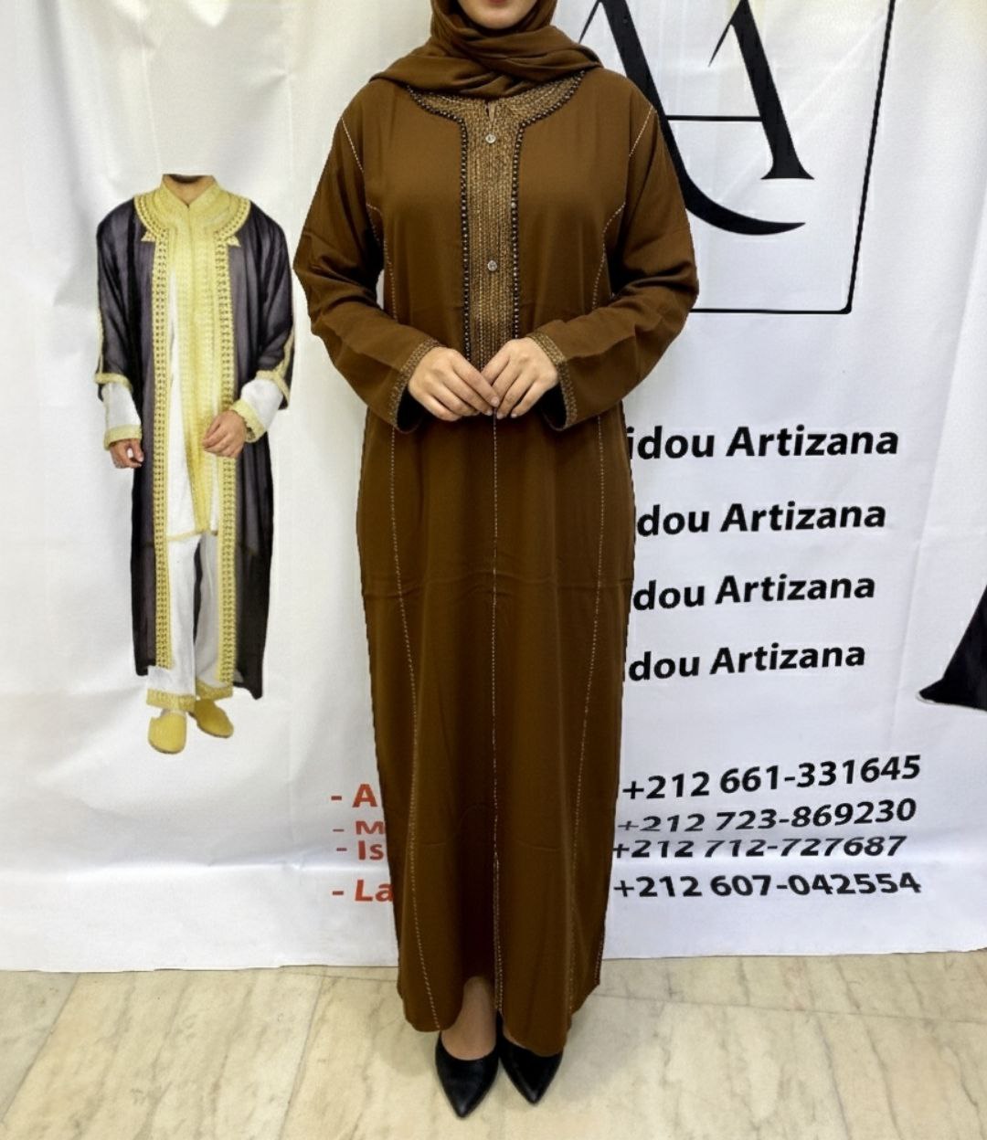 Jellaba Moderne Brodée Fuchsia