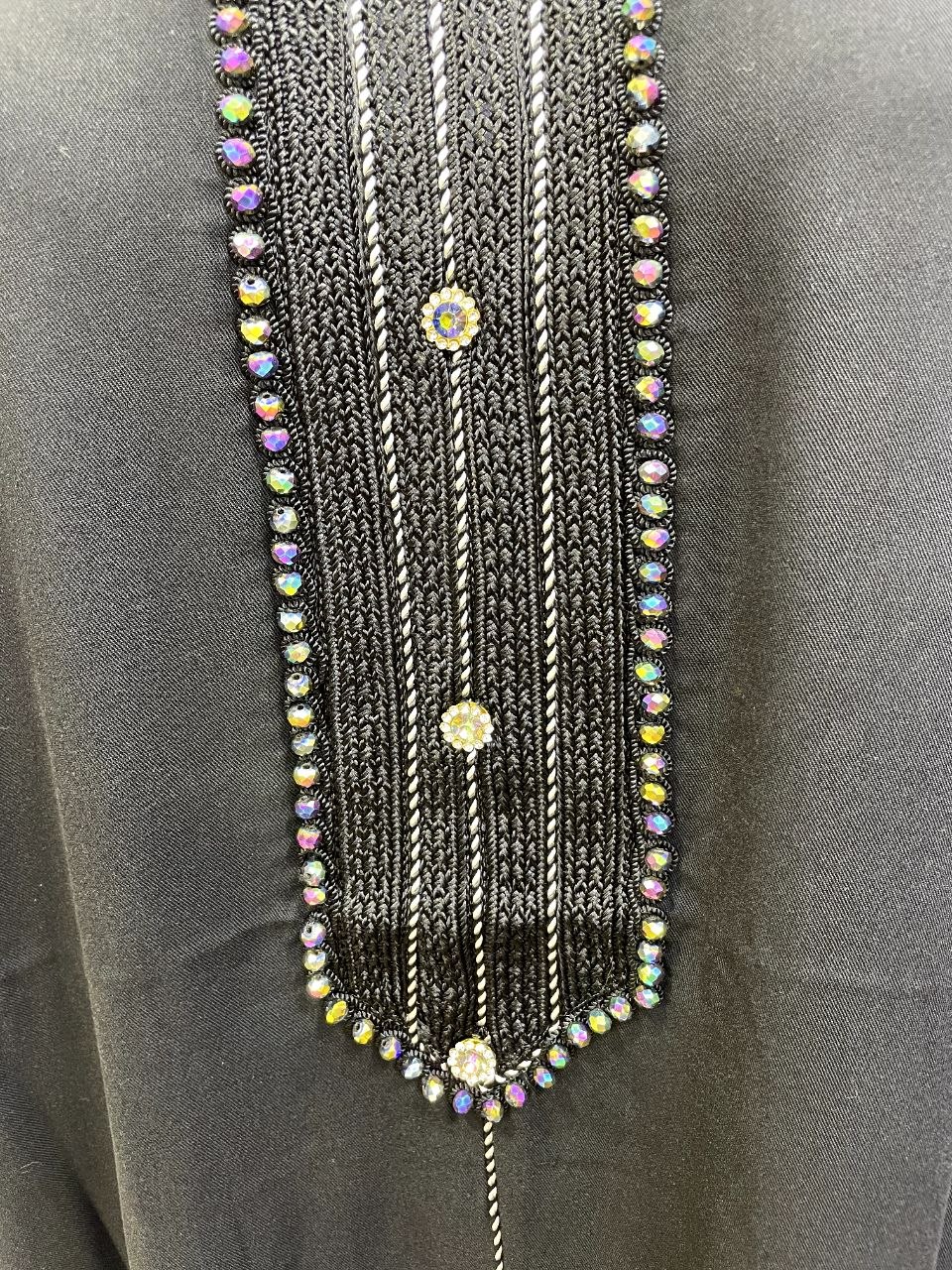 Jellaba Moderne Noire avec Broderies et Cristaux