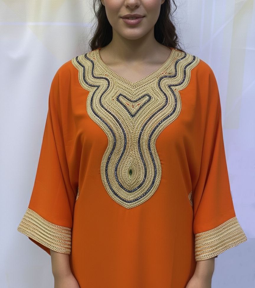 Boubou Violet Royal Brodée Or - 5