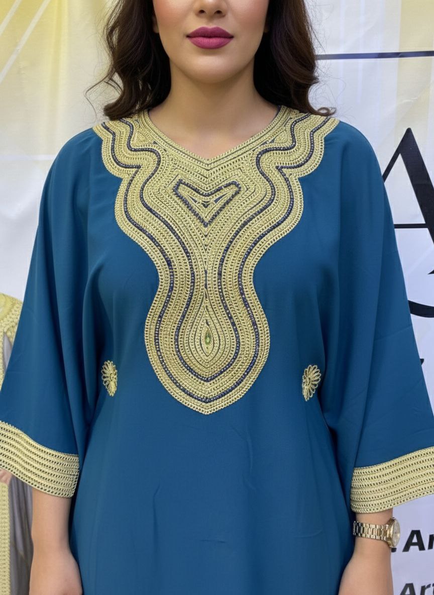 Boubou Violet Royal Brodée Or - 4