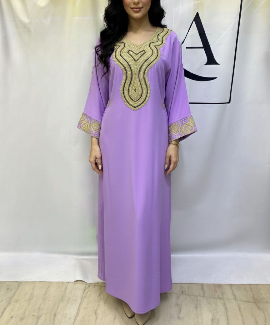 Boubou Violet Royal Brodée Or - 10