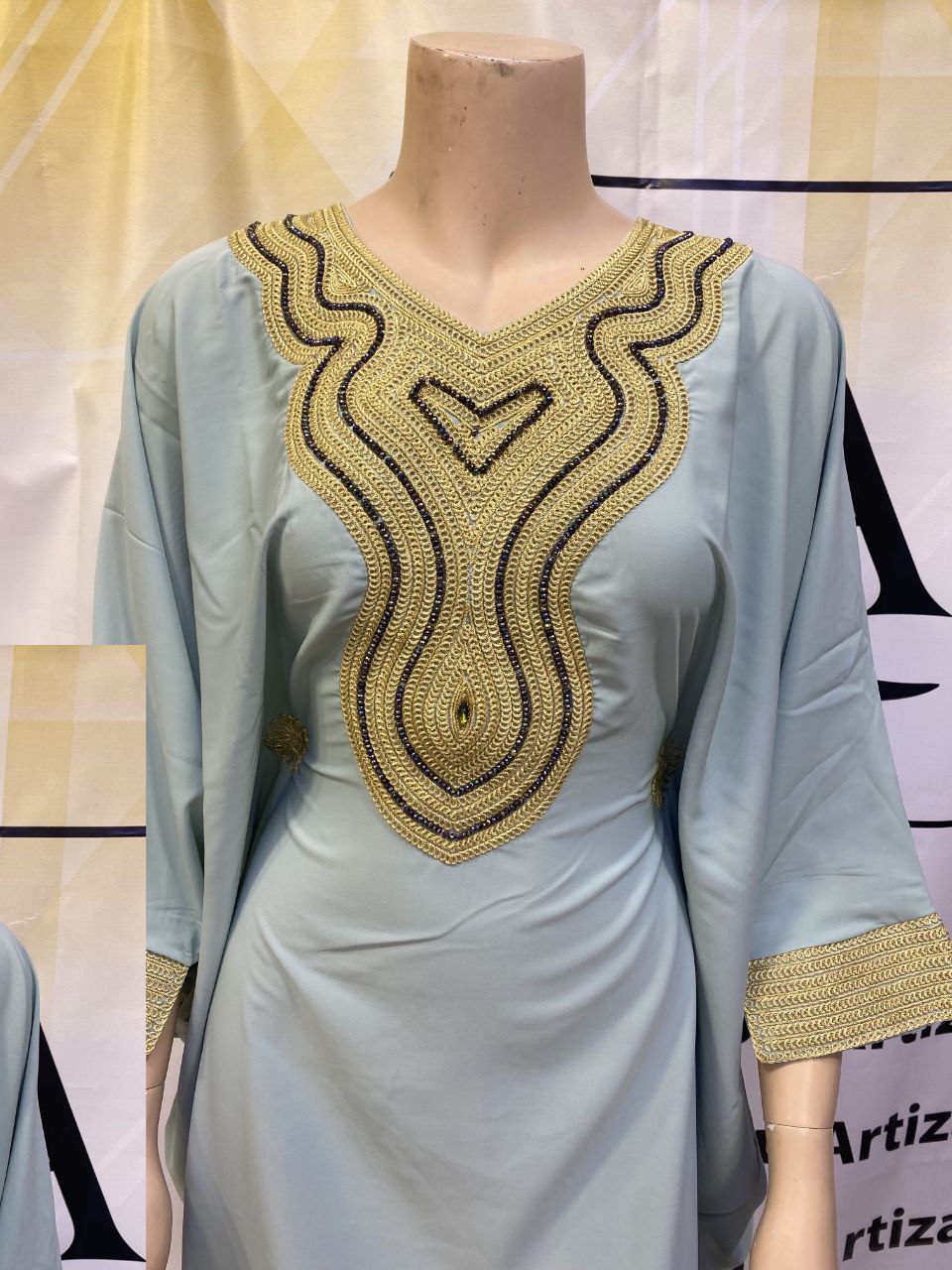 Boubou Élégant Bleu Royal et Or - 7