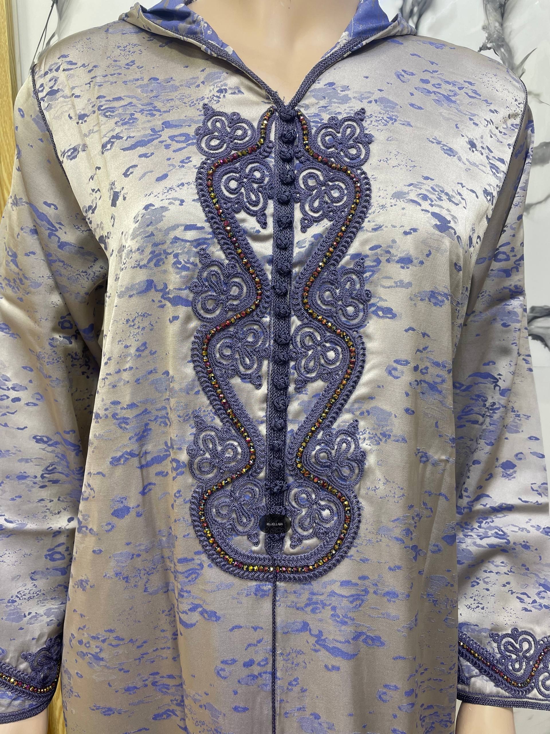 Jellaba Moderne Brodée Orange et Noir - 3