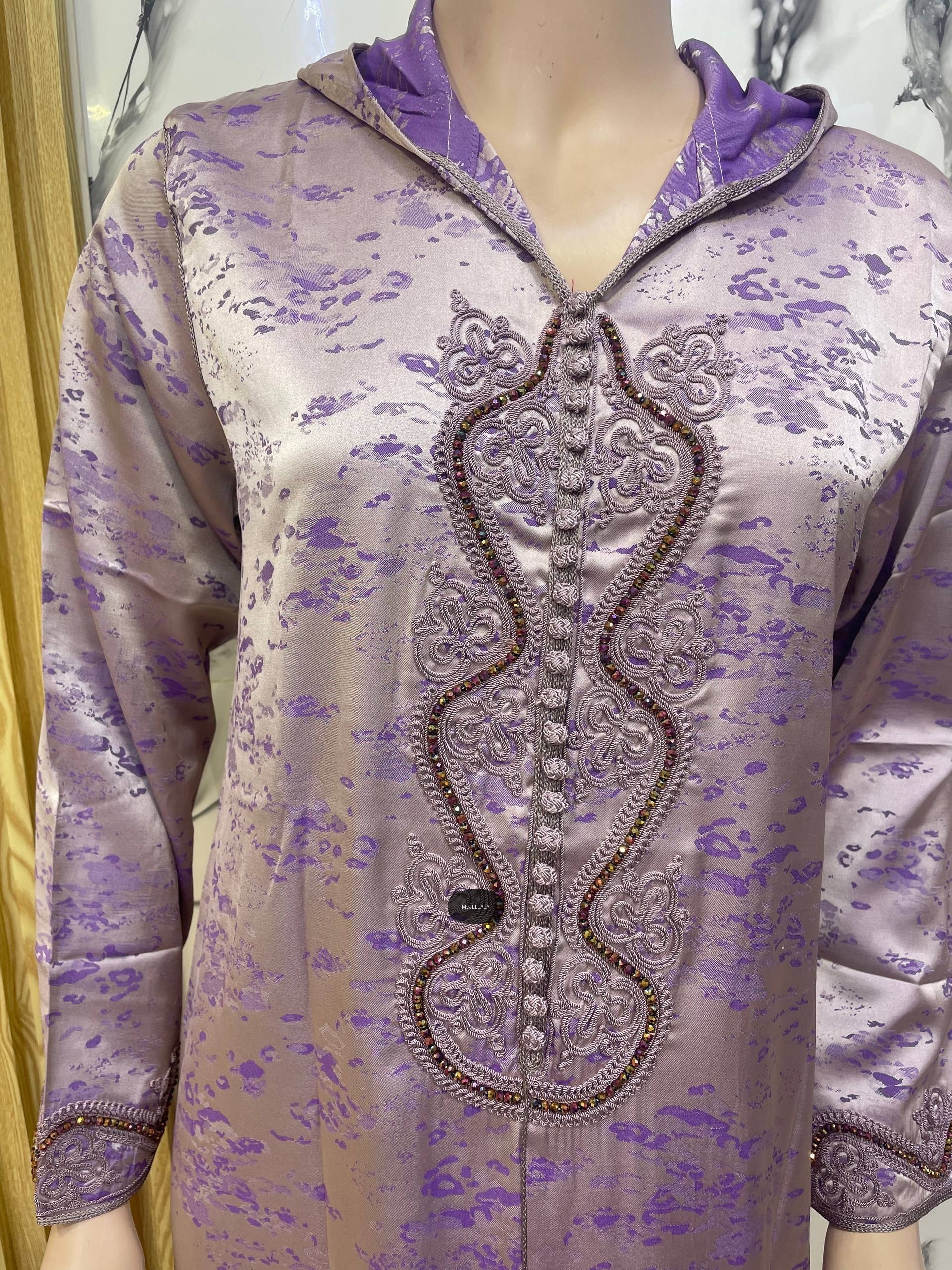 Jellaba Moderne Brodée Orange et Noir - 6