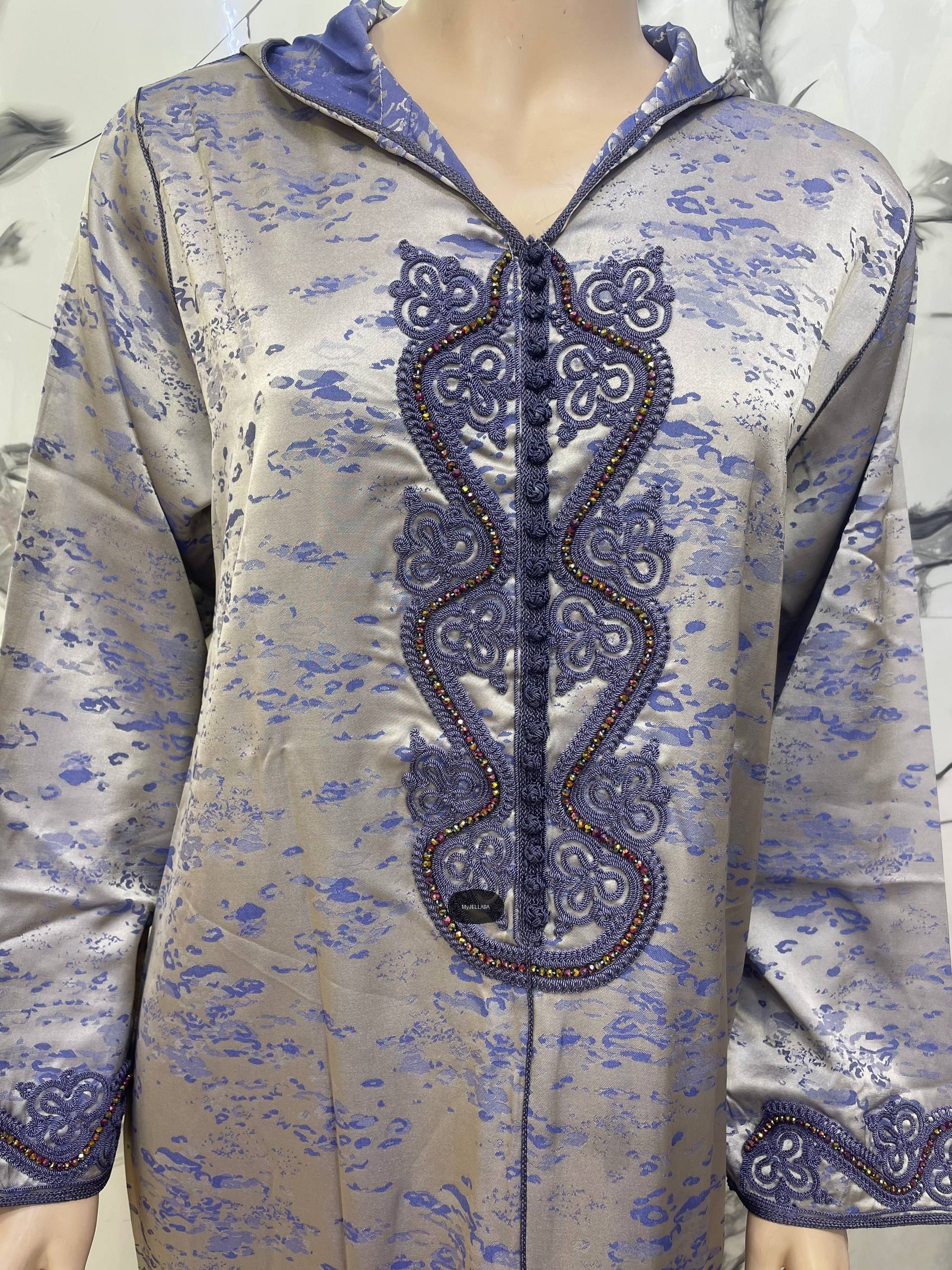 Jellaba Moderne Brodée Orange et Noir - 5