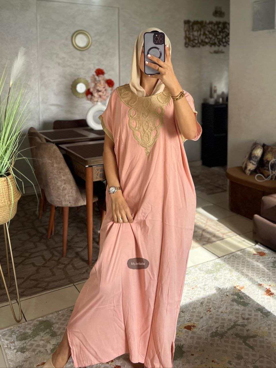 Boubou Élégant Violet et Or - 9