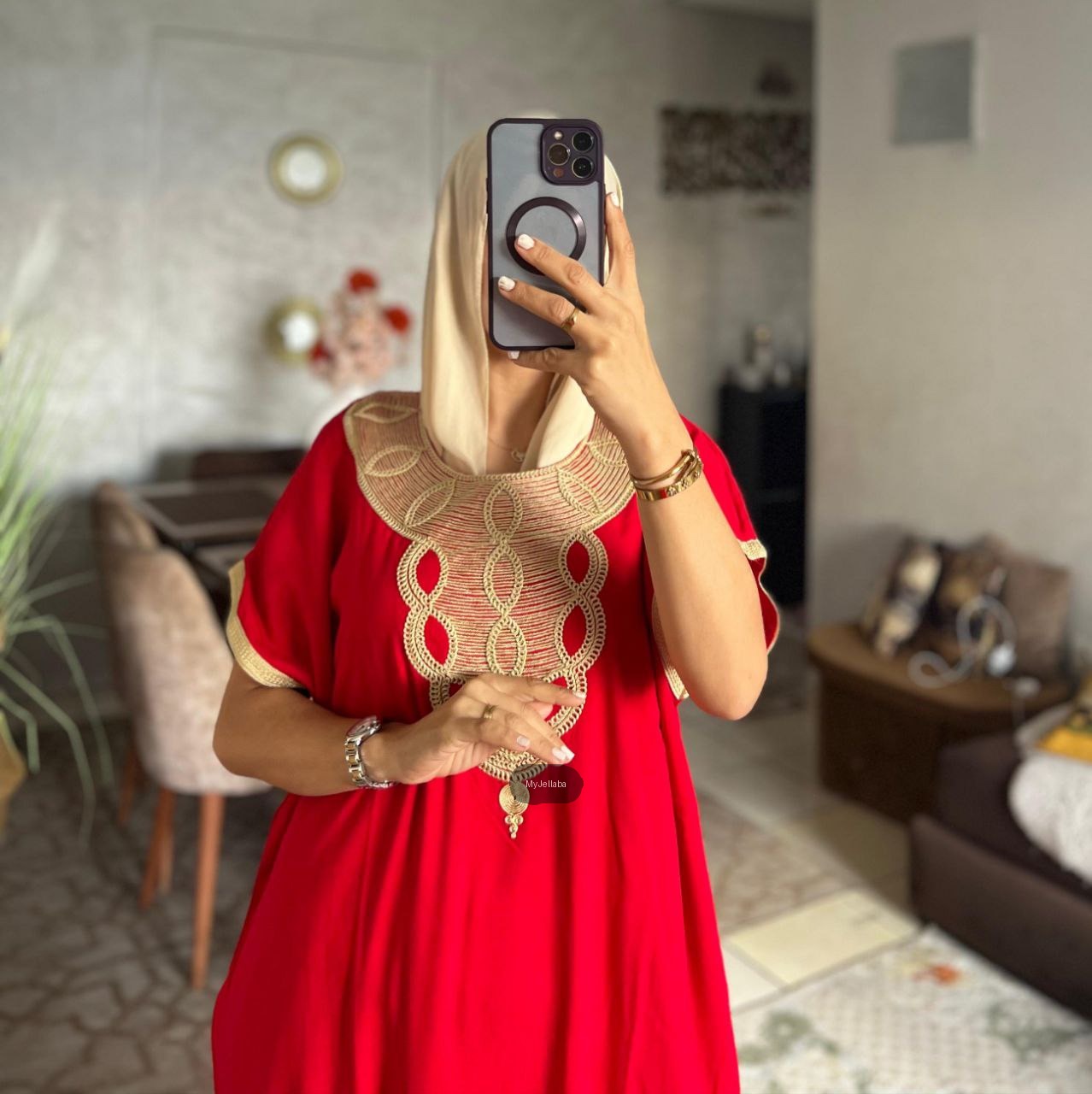 Jellaba Ample Violette Brodée - 20