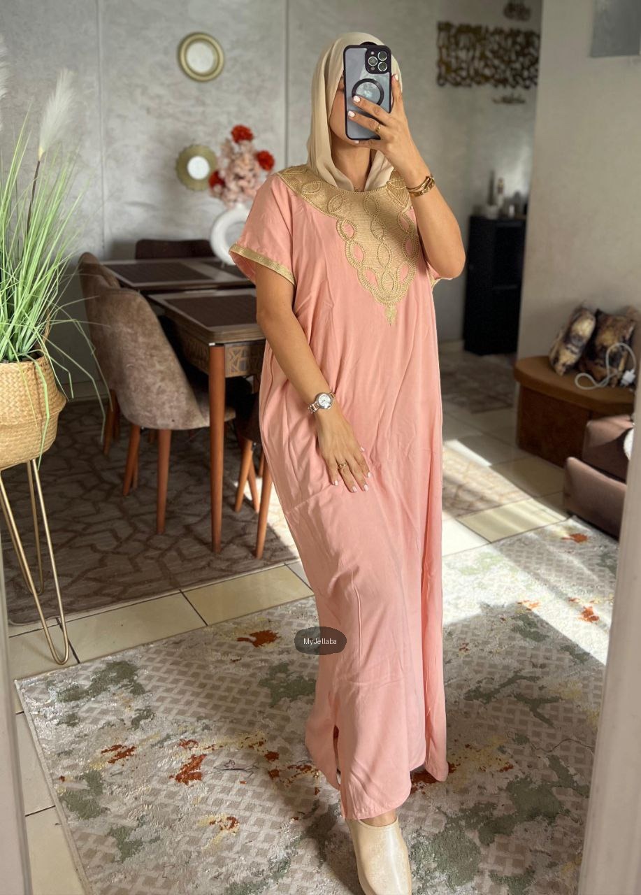 Jellaba Ample Violette Brodée