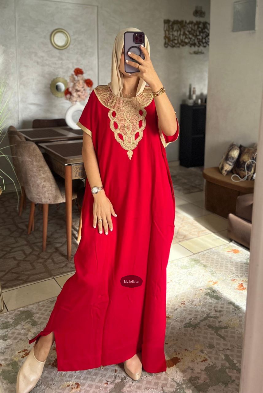 Jellaba Ample Violette Brodée - 23